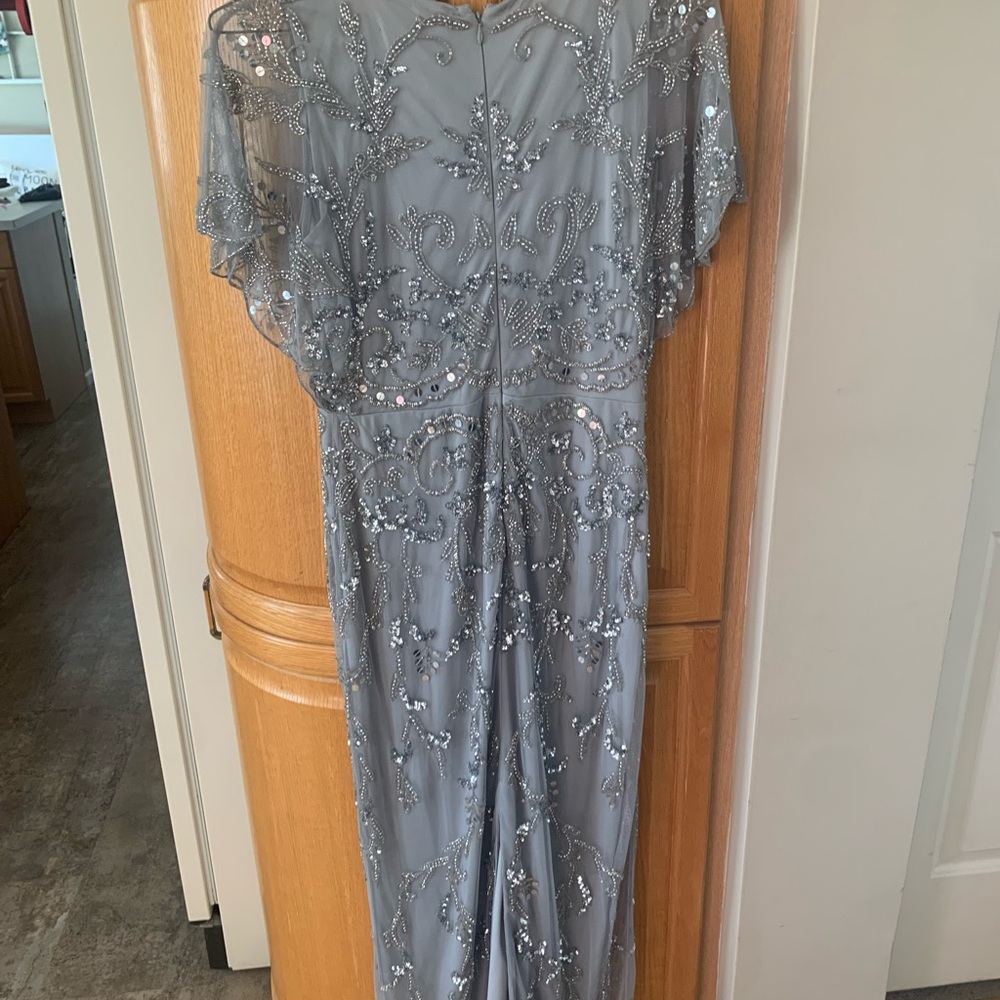 Elegant Blue Mist Beaded Gown